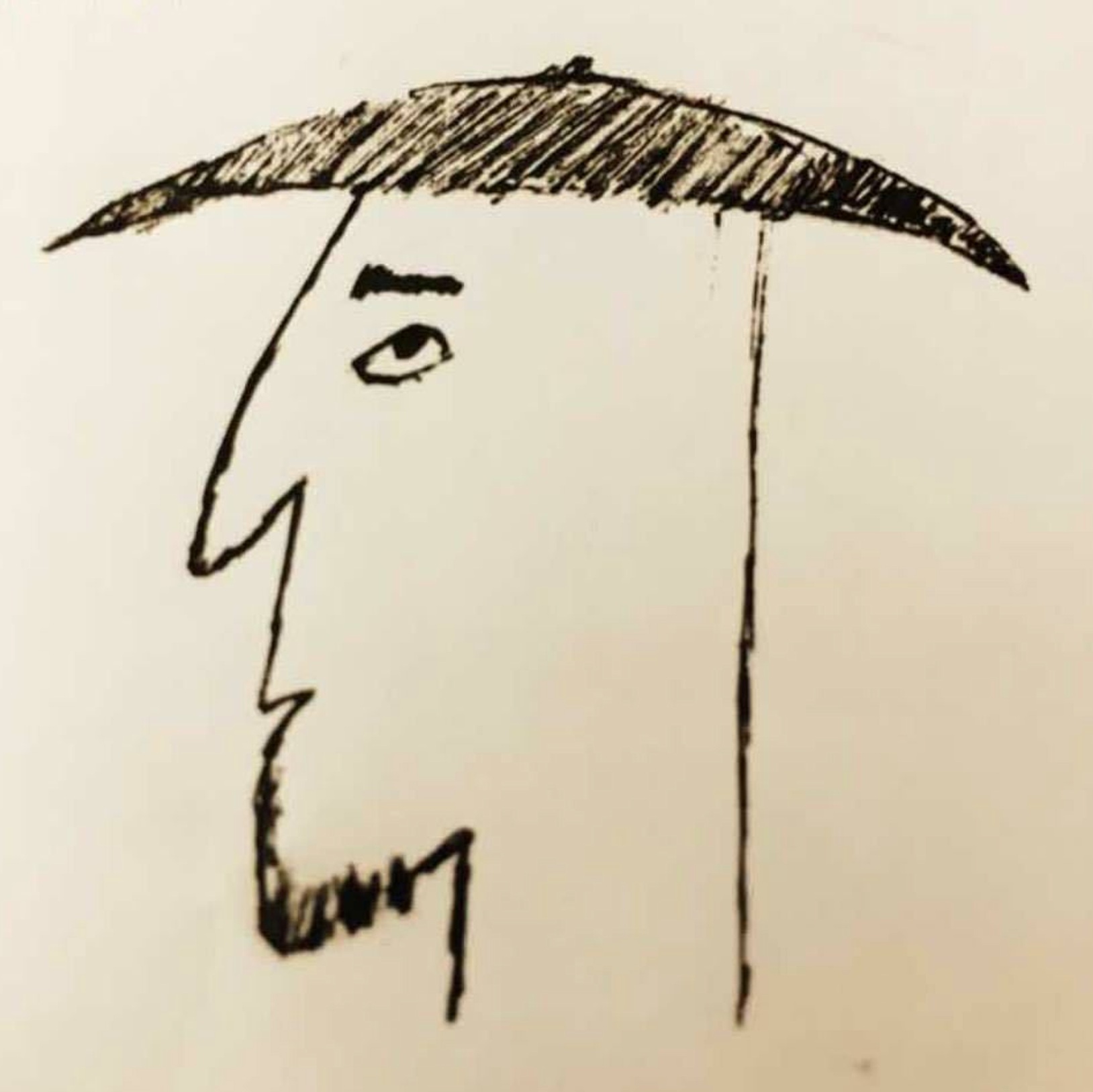 Source image for Ink Sketch Man Under Umbrella Comes to Life
