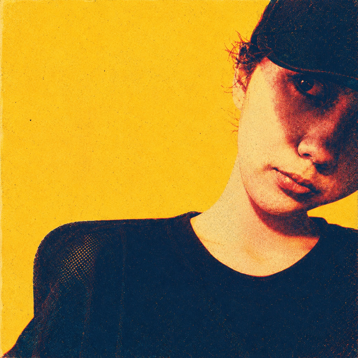 Source image for Grainy Portrait Subject Breaks Stare with Sudden Head Turn