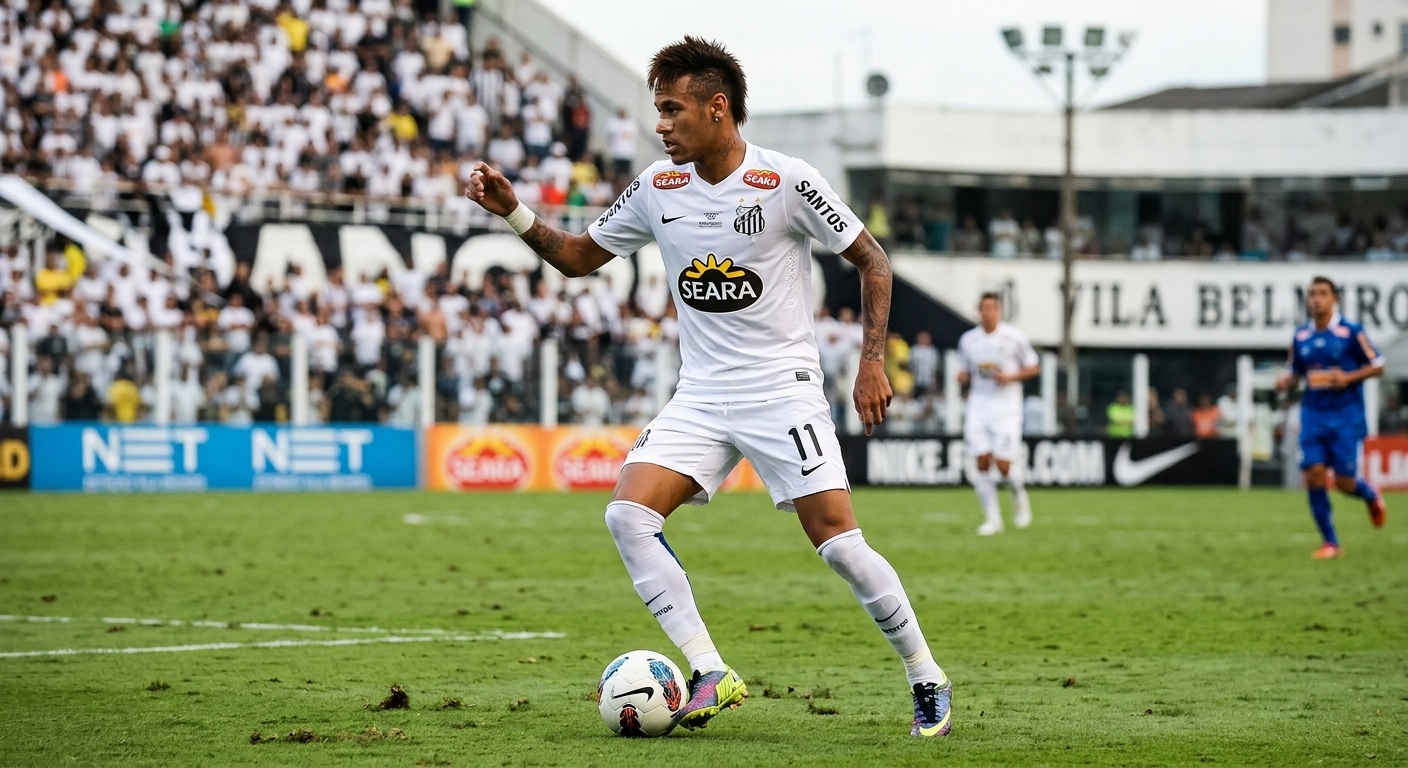 Source image for Santos Player Cushions Incoming Ball with Expert Control