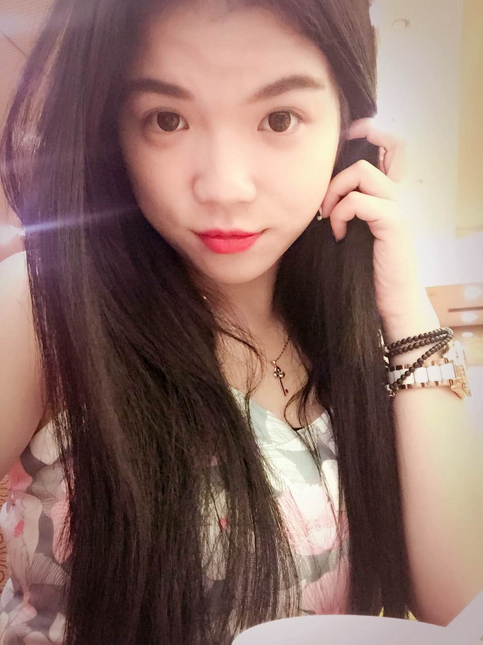Source image for Selfie Pose Transition to Playful Hair Tug and Blink