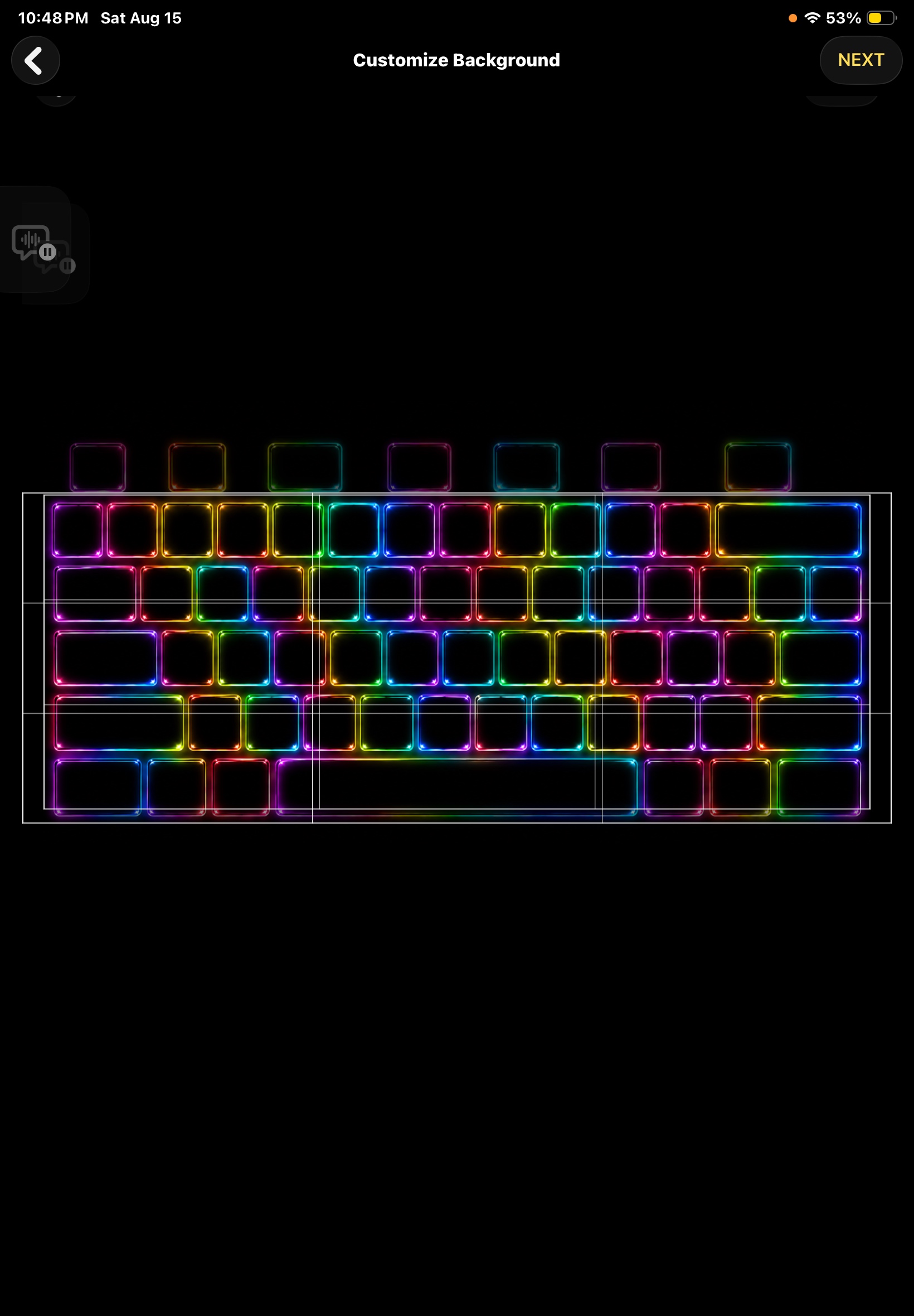 Source image for Neon Rainbow Keyboard Guide Lines Fade into Centered Square Frame