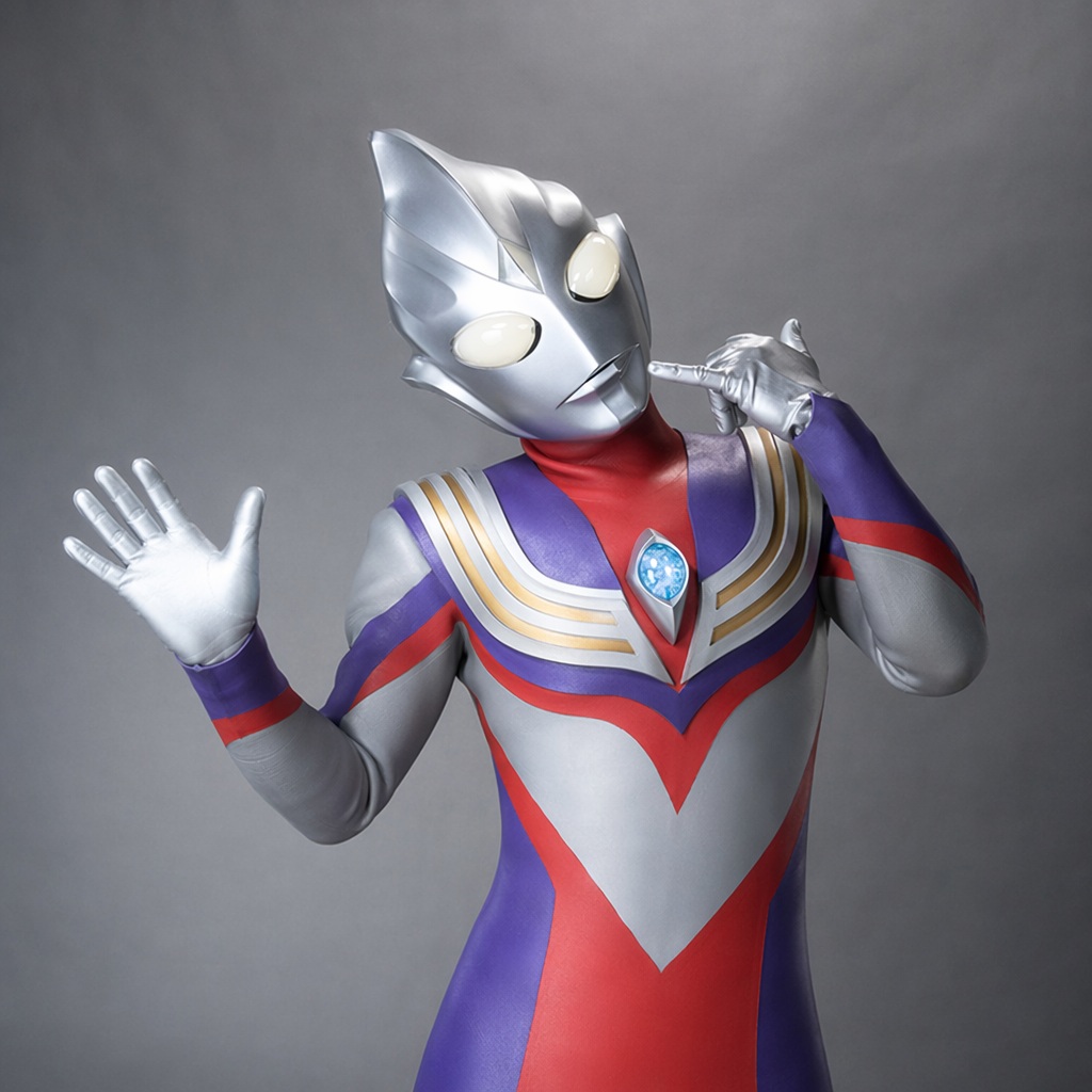 Source image for Confused Ultraman Figure Pointing to Head in Questioning Pose