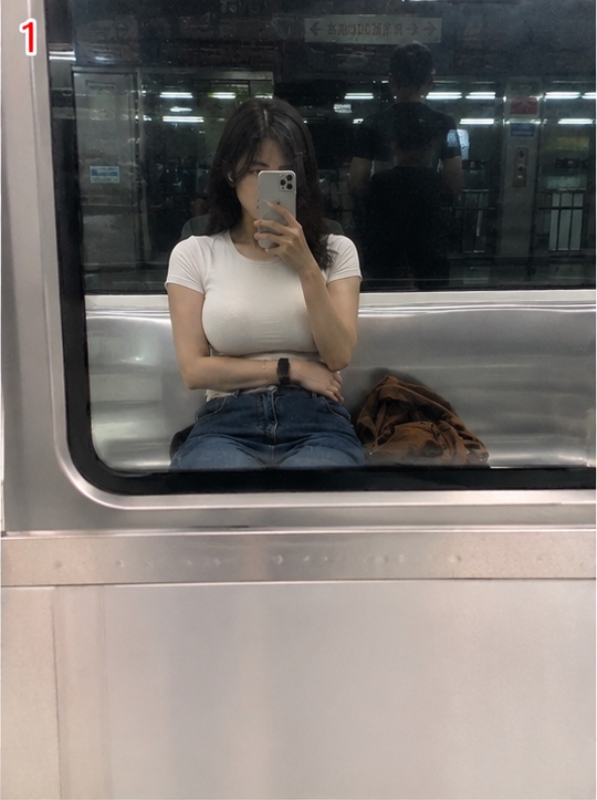 Source image for Subway Mirror Selfie Moment Caught in Reflection