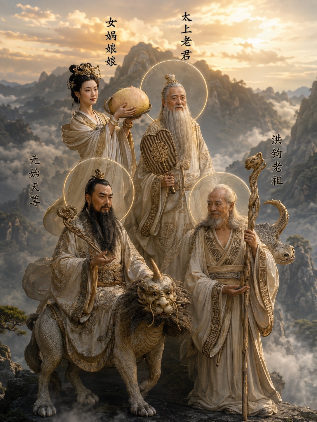 Source image for Chinese Deities Awaken on Misty Mountain Peak with Mythical Beast
