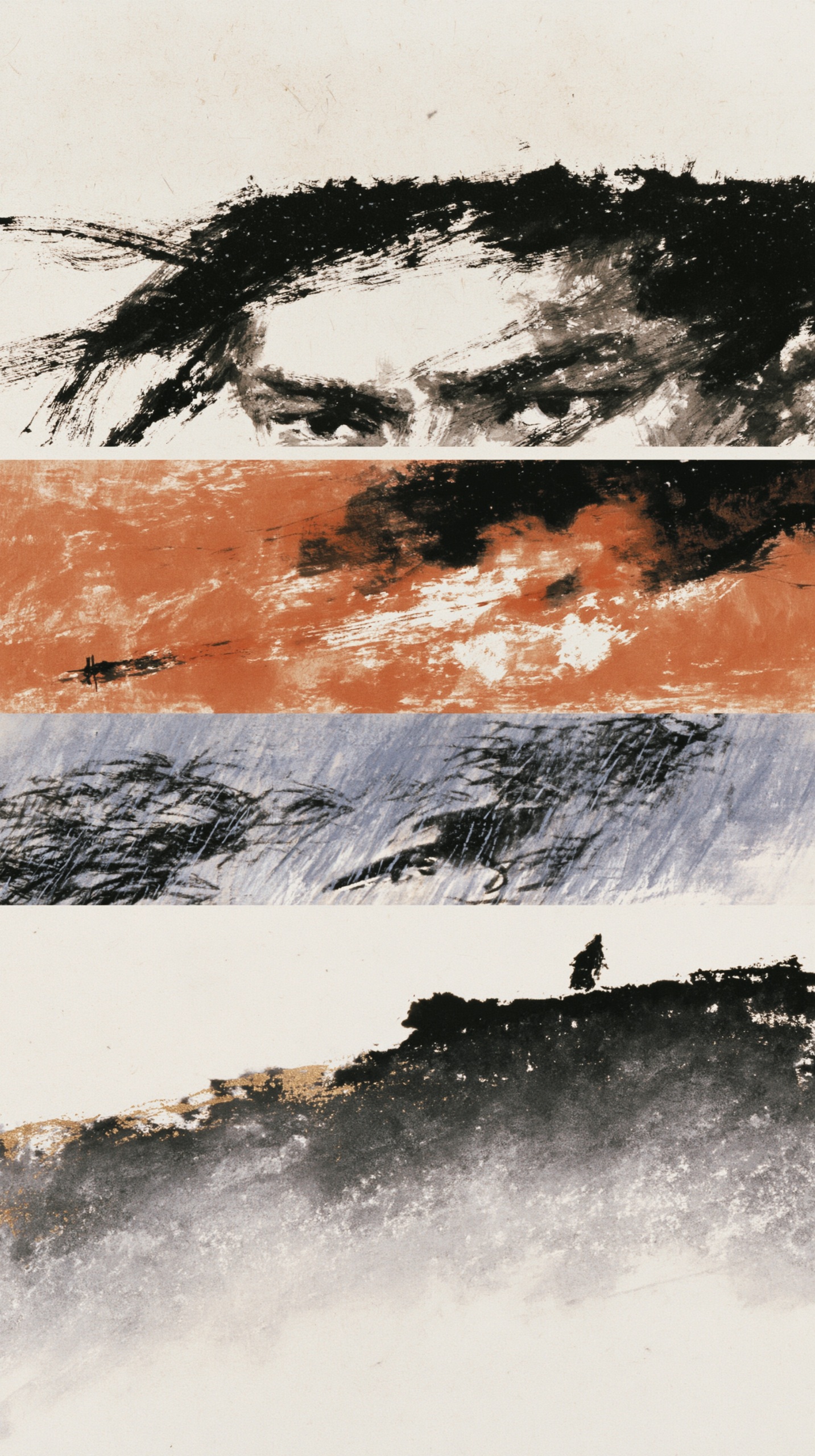 Source image for Ink Wash Collage Eyes Storm and Solitary Figure Animation