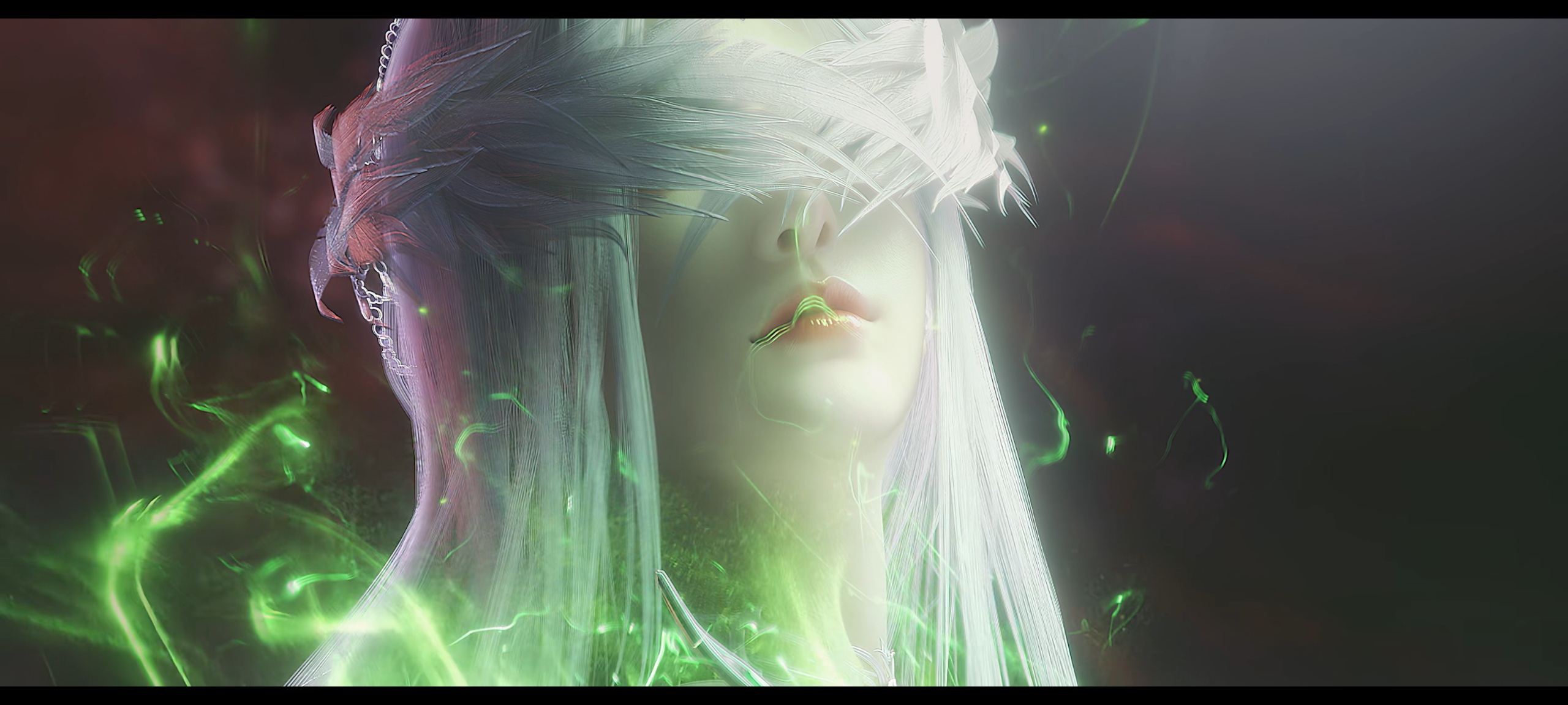 Source image for White Haired Fantasy Character Channeling Green Magical Energy