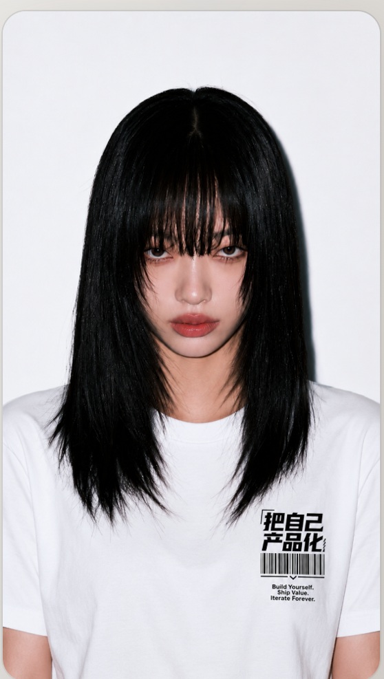 Source image for Intense Stare and Productivity Slogan T-Shirt Portrait