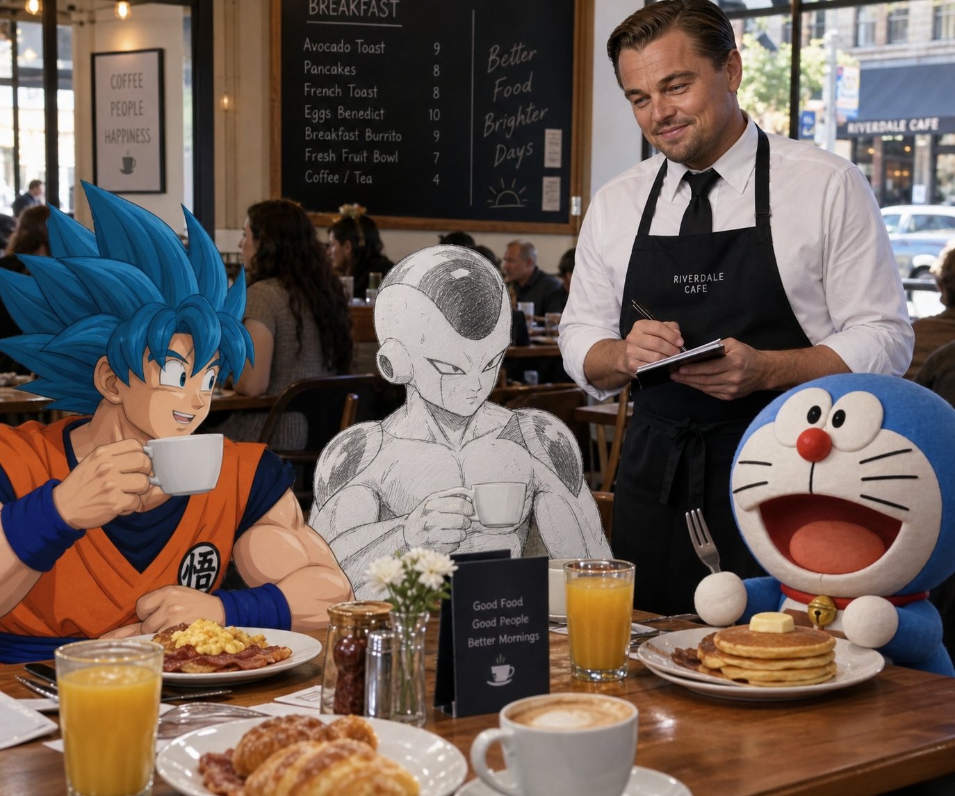 Source image for Anime Characters Order Breakfast With A Smiling Waiter