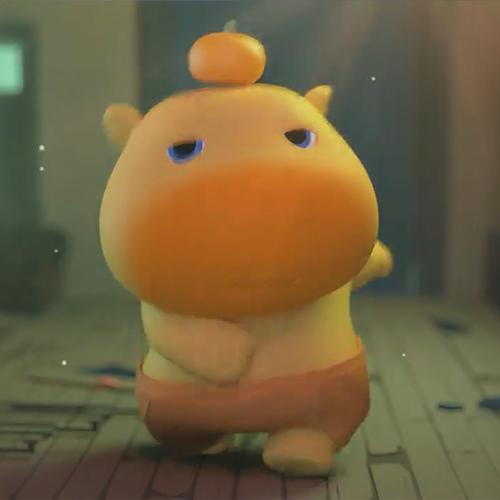 Source image for Sassy Orange Cartoon Character Struts Forward with Attitude