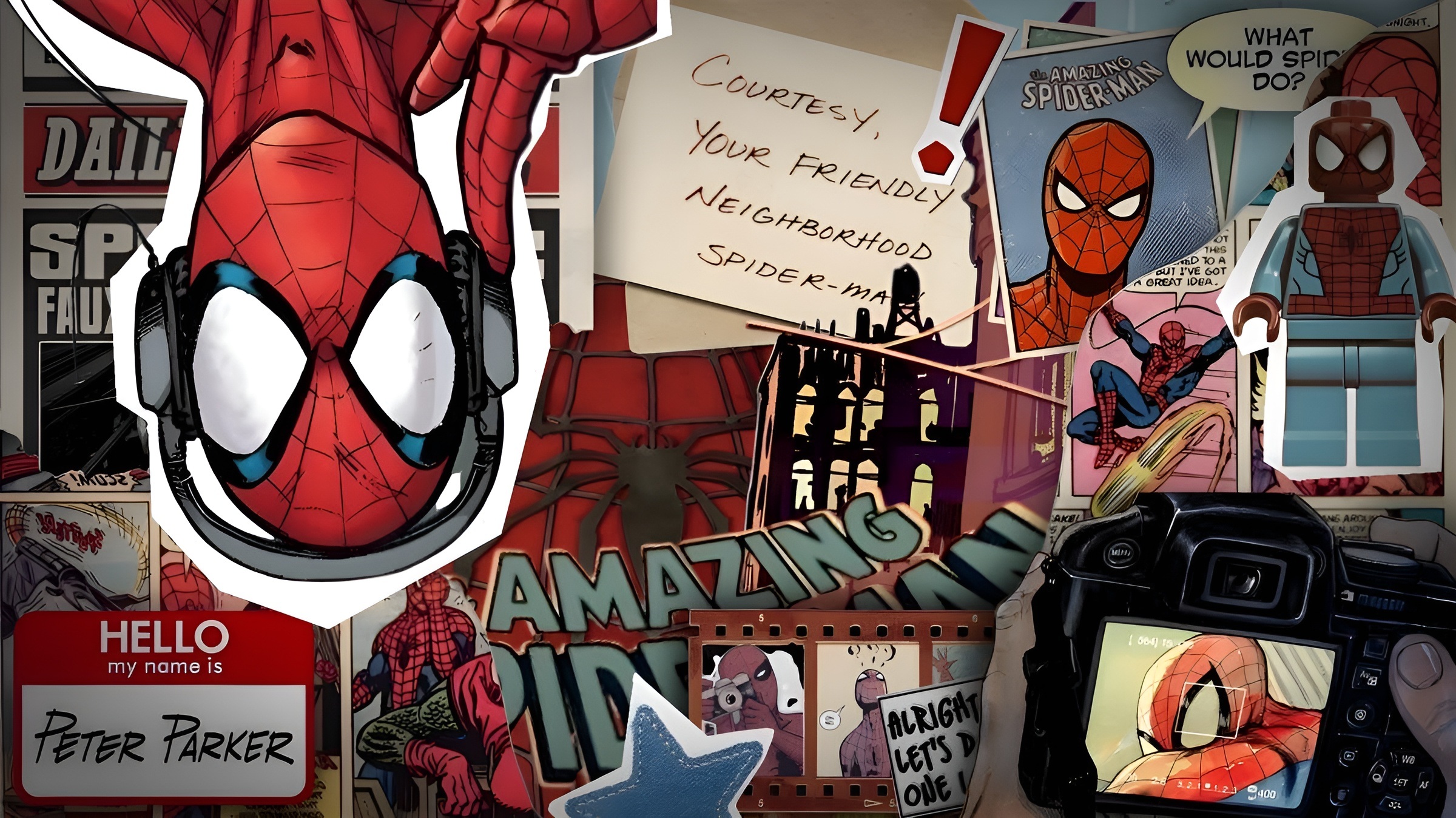 Source image for Spider-Man Collage Comes to Life with Camera Flash and Comic Motion
