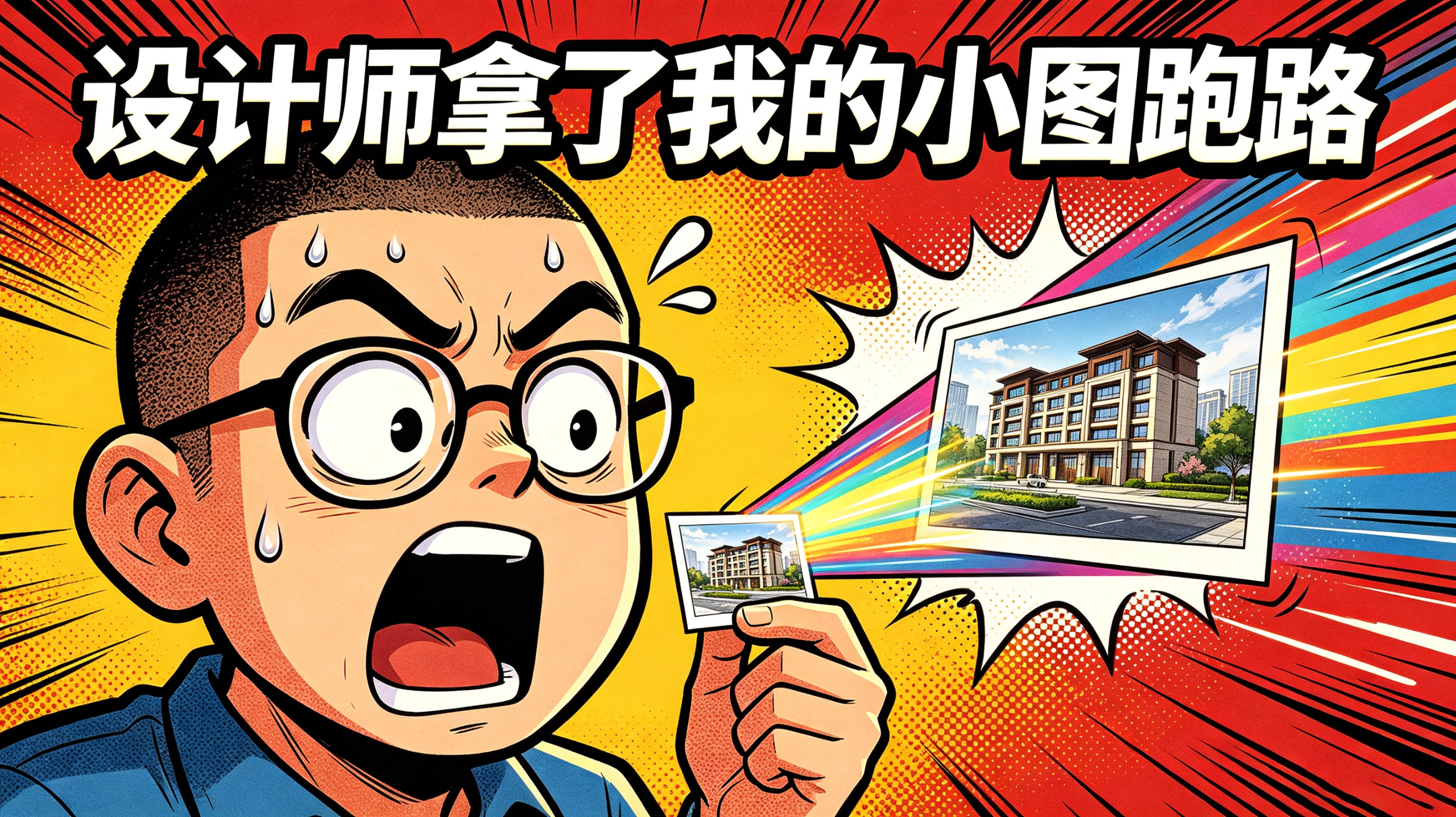 Source image for Shocked Cartoon Man Watches Building Photo Zoom Out of Hand