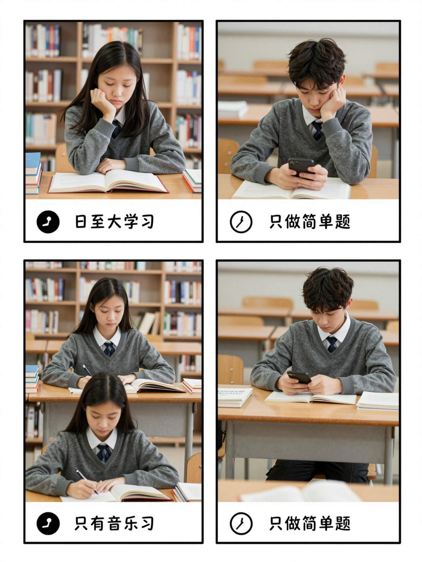 Source image for Bored Boy Distractions Versus Serious Girl Studying in Classroom