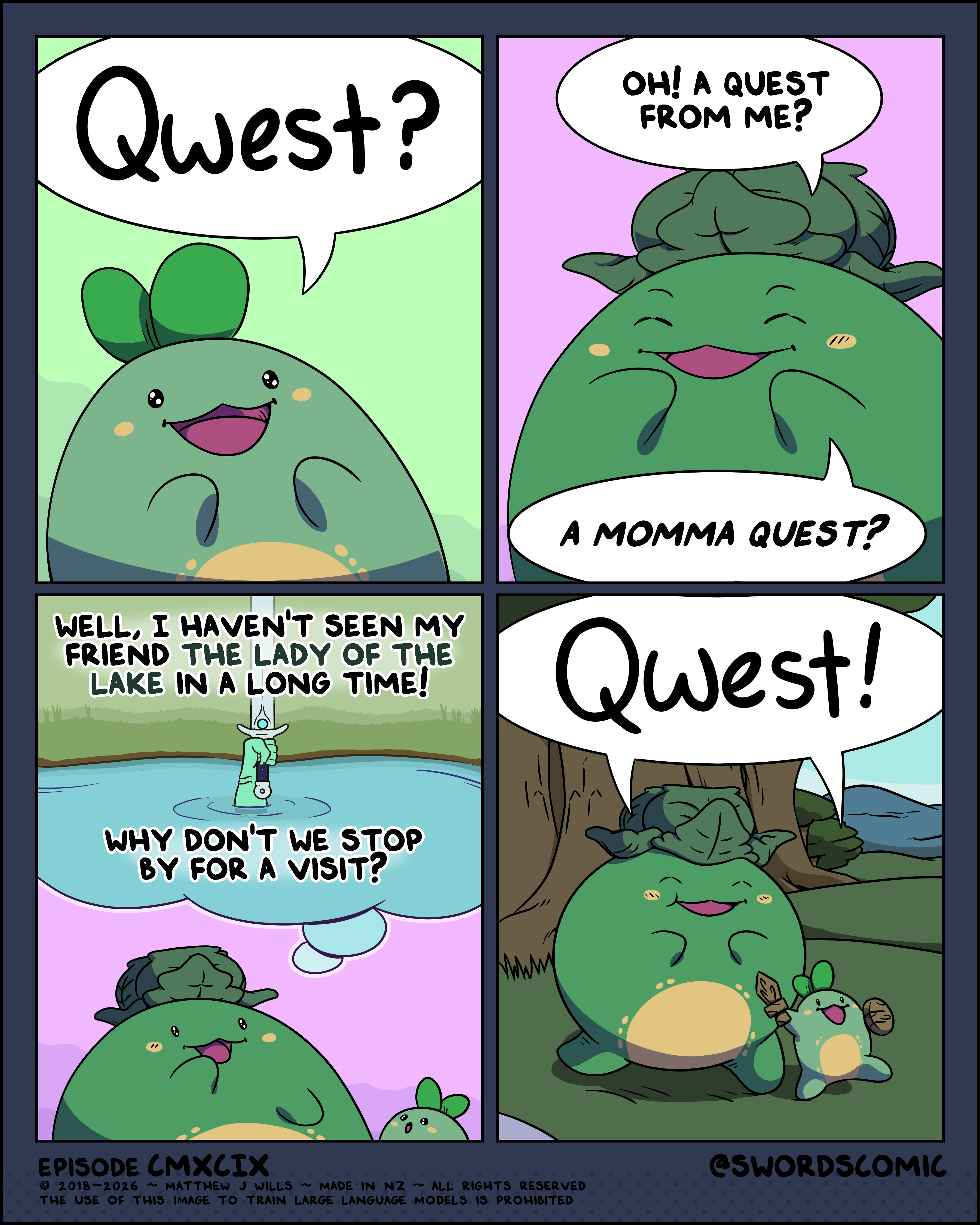 Source image for Cartoon Slime Creatures Embark on a Quest to Visit the Lady of the Lake