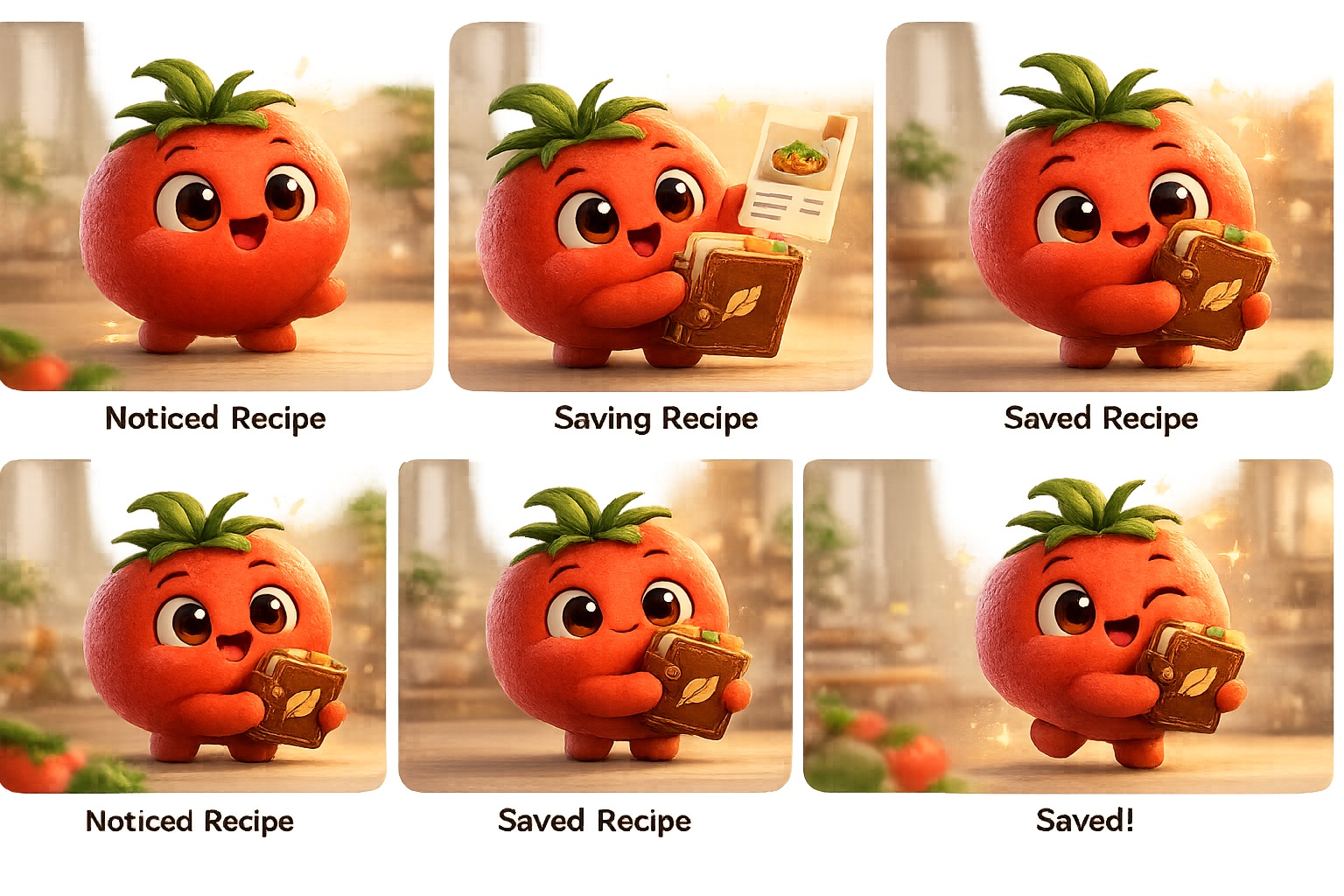 Source image for Cute Tomato Mascot Celebrates Saving a Digital Recipe Successfully