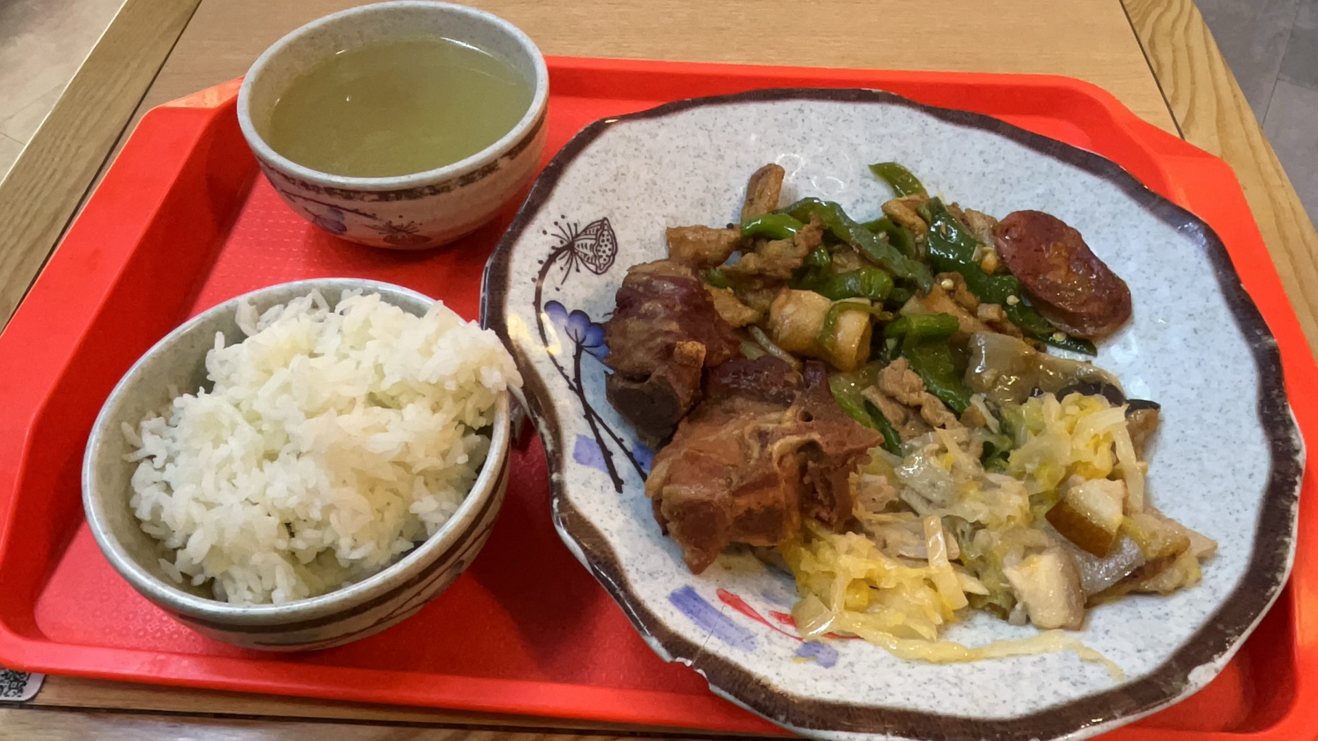 Source image for Steaming Hot Chinese Combo Meal Served on Bright Red Tray