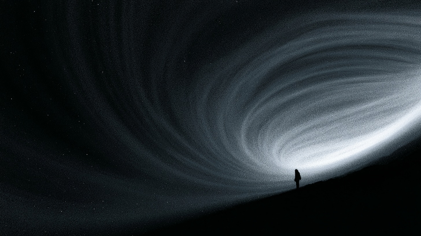 Source image for Silhouette Facing Swirling Cosmic Galaxy Loop