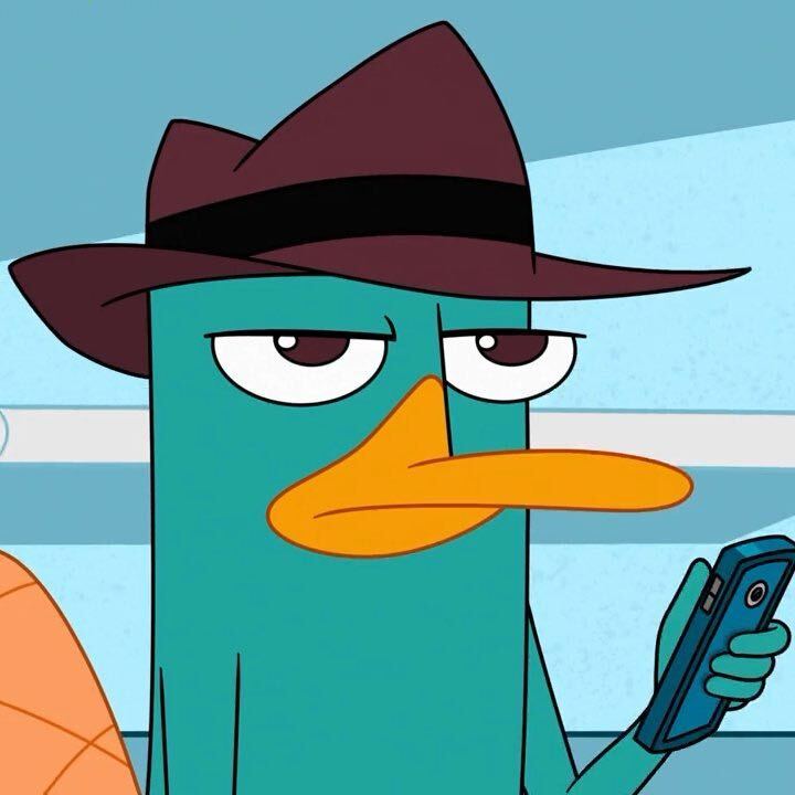 Source image for Platypus Agent Checks Phone with Bored Expression