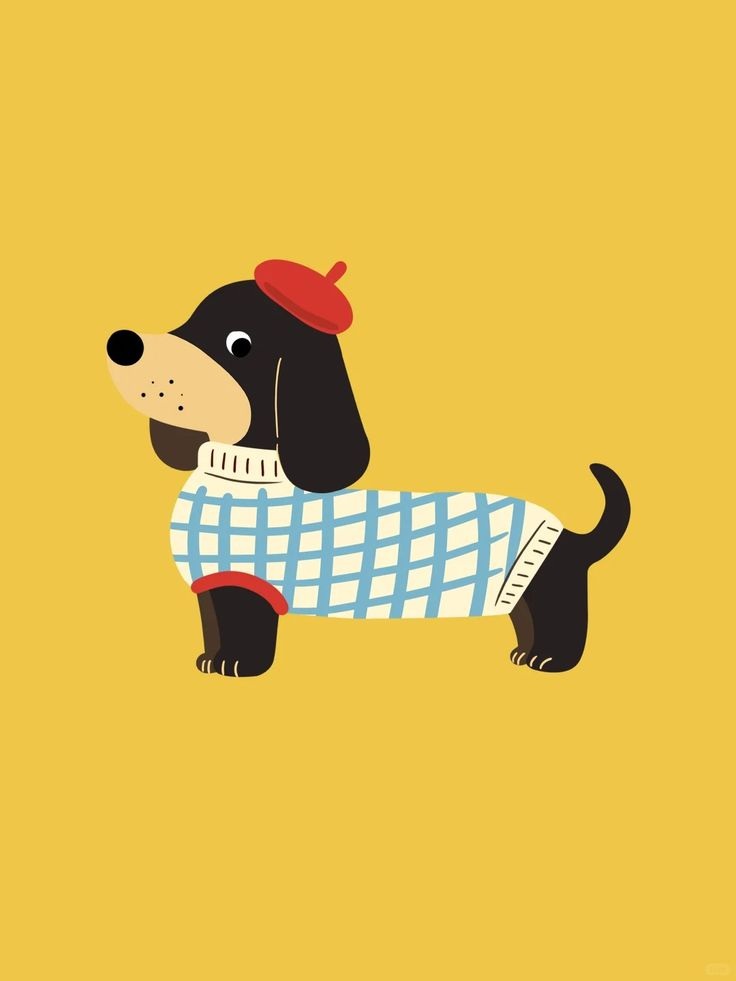 Source image for Artistic Dachshund Wobbles in Beret and Plaid Sweater