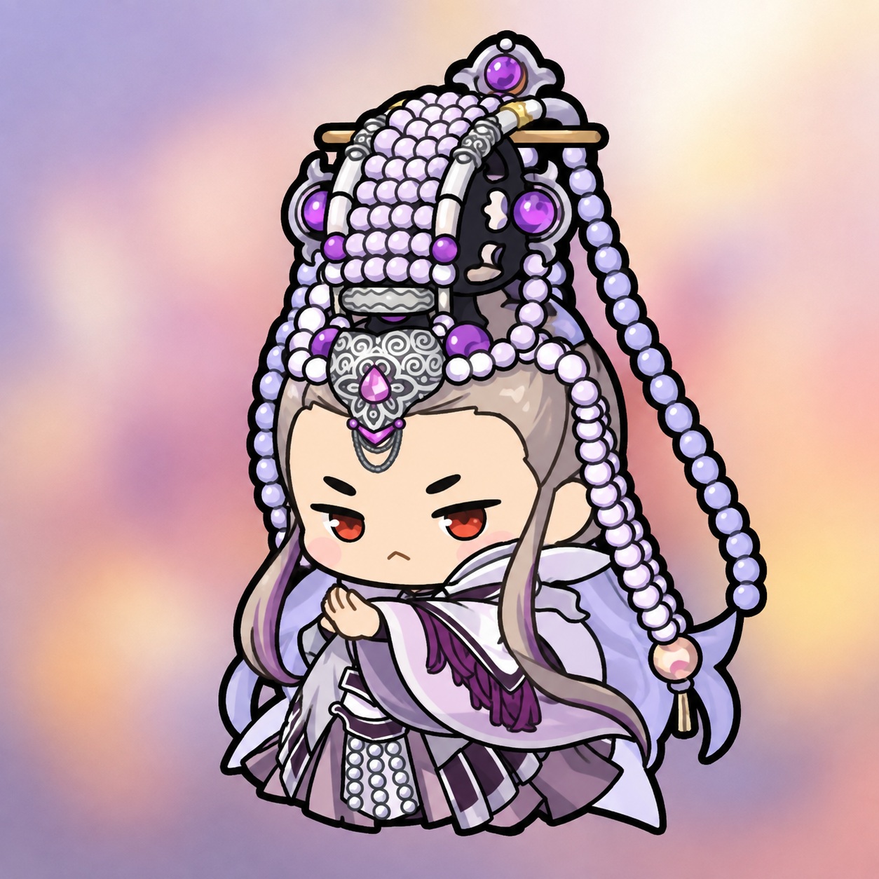 Source image for Grumpy Chibi Noble With Swaying Pearl Headdress