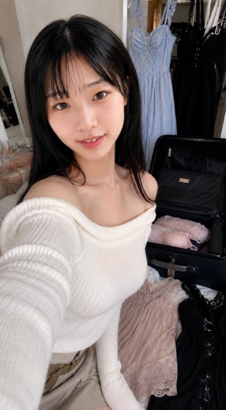 Source image for Selfie Girl Reacts to Messy Packing Situation with Open Suitcase