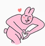 Source image for Blushing Pink Rabbit Forms Heart Shape with Hands and Floating Love Symbol