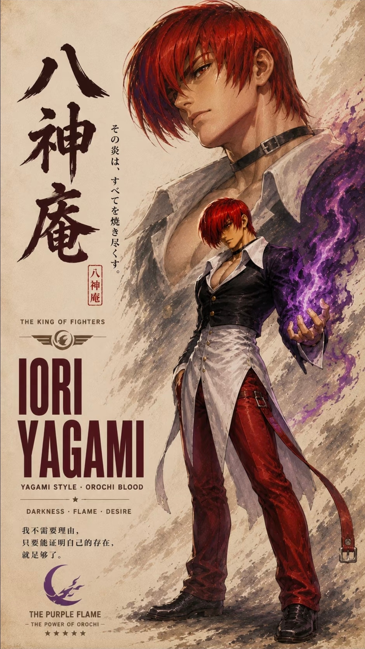 Source image for Iori Yagami Purple Flame Poster Animation