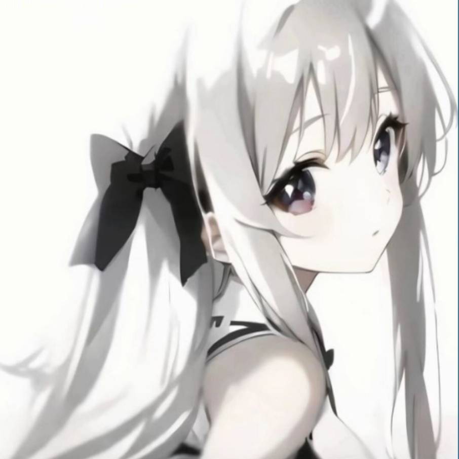 Source image for Anime Girl Turns Head with Black Bow Hair Accessory