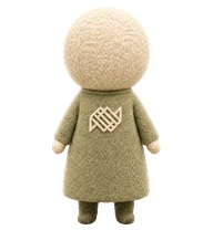 Source image for Felt Doll Back View with Geometric Pattern on Olive Coat