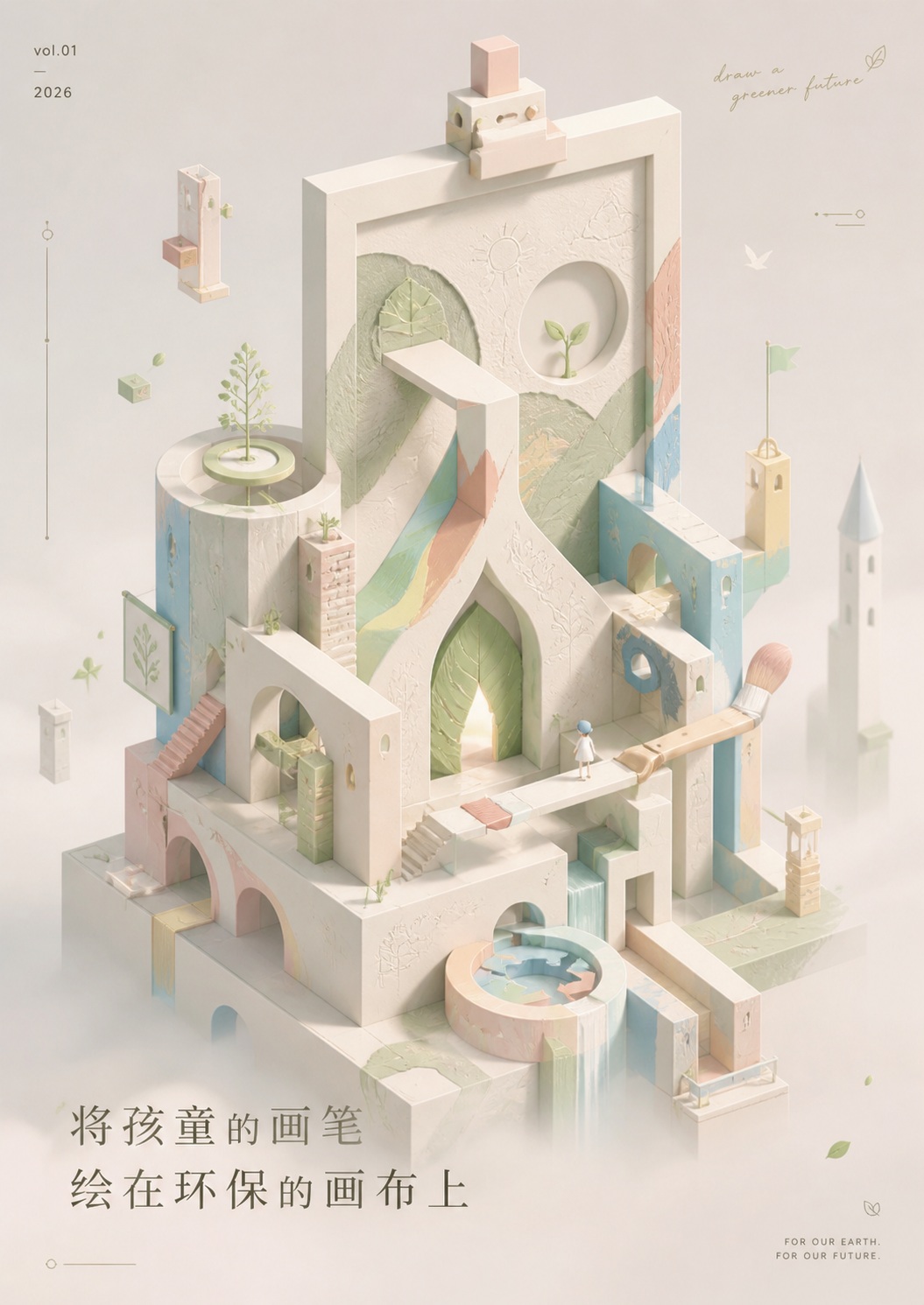 Source image for Pastel Architectural Model With Child And Floating Paintbrush