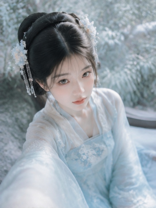 Source image for Ethereal Hanfu Portrait with Tassel Hair Accessory Shimmer